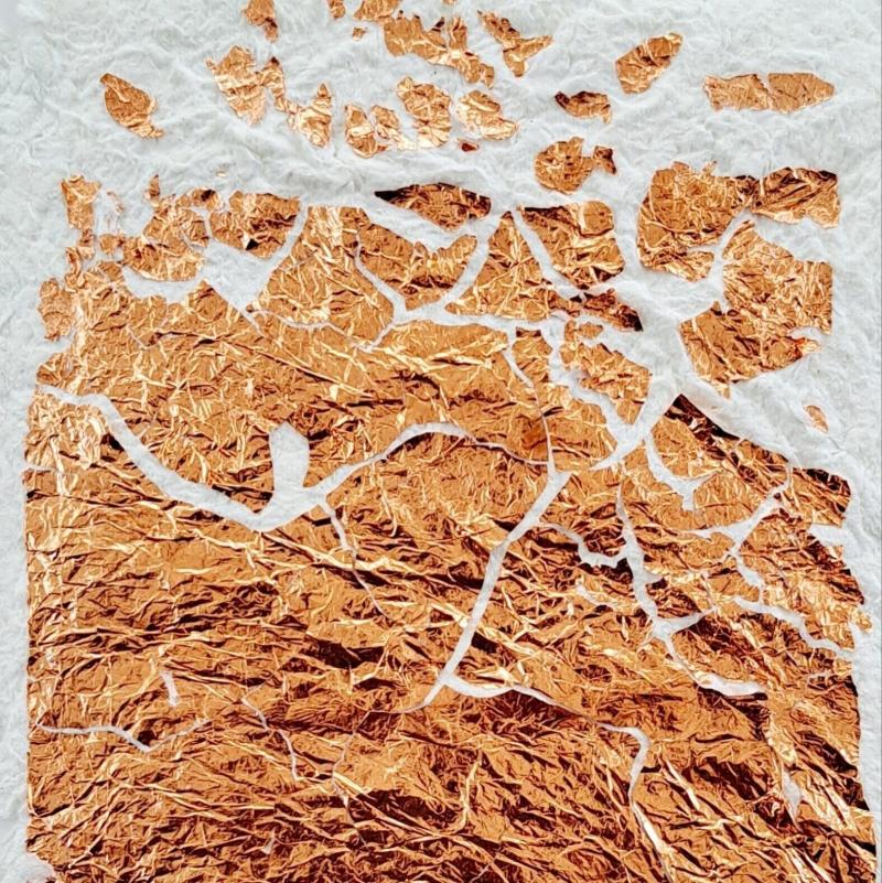fragmented copper on white handmade paper