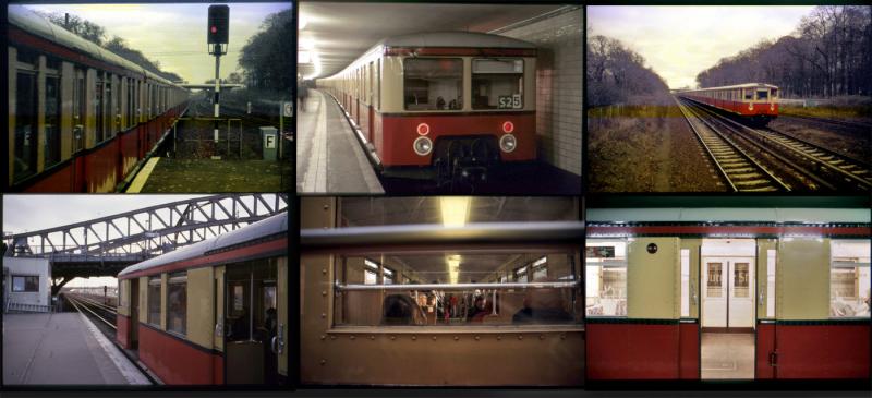 Fotocollage alter S-Bahn-Züge, die bis zur Jahrhundertwende in Berlin verkehrten, © Bodo Hartwig
