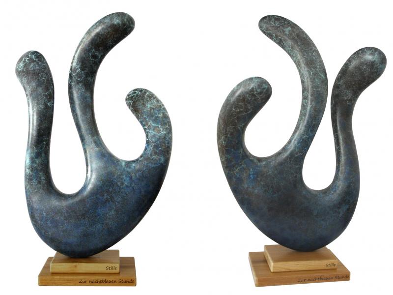 Bronzeplastik "Stille" von Frank Markowski - Vorder- und Rückseite