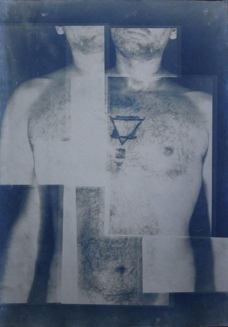 Cyanotype print. Naked body
