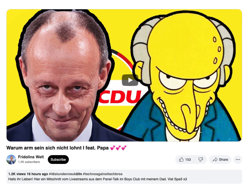 Youtoube Screenshot von Fridolins Welt: Merz feat. Mr. Burns – Warum arm sein sich nicht lohnt / feat. Papa