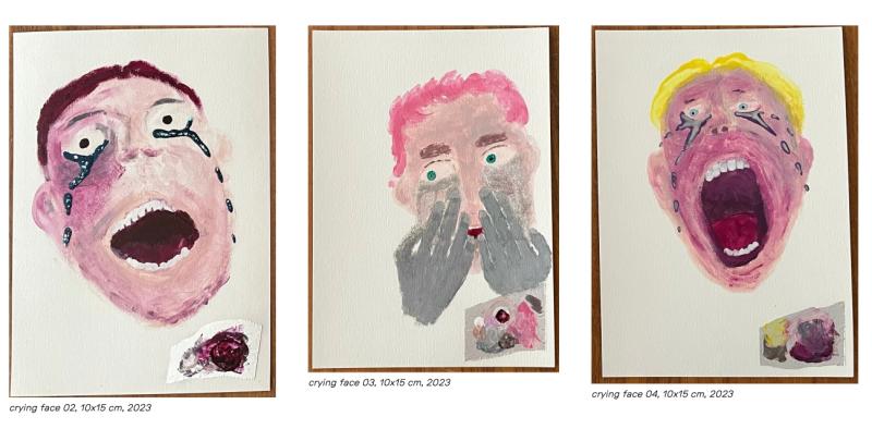 Crying Faces, Nail Polish on paper
