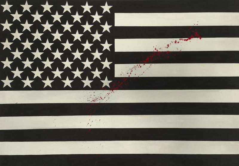 Amerikanische Flagge schwarz weiß