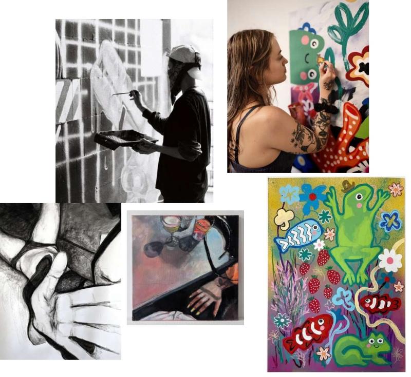 Images of the artists work including frogs, rats & immersive pool