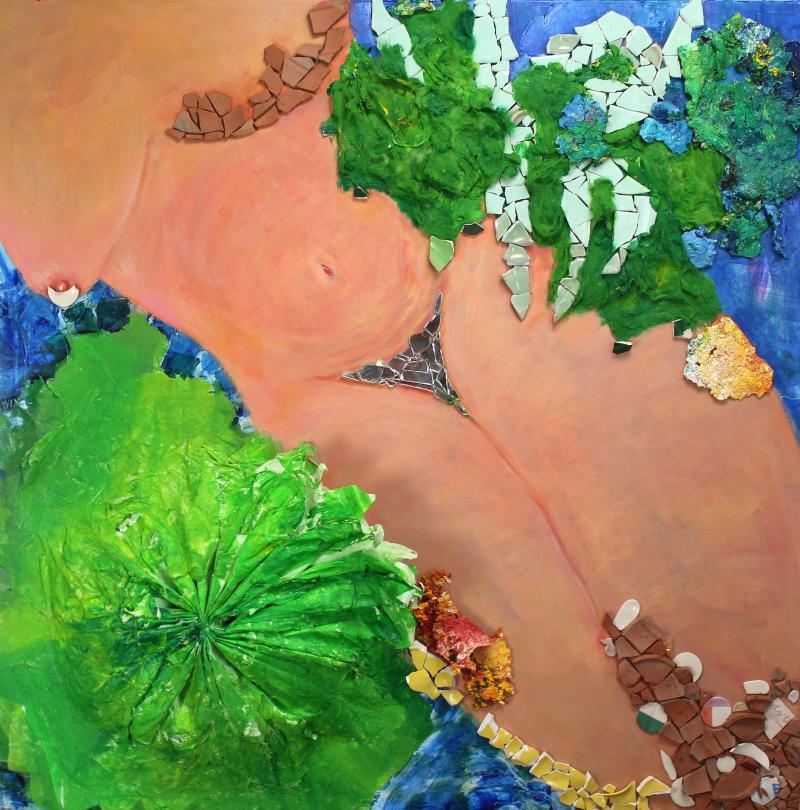 sculptural mixed media painting "Daphné-RecollectingMyself" of the artist Udeleli
