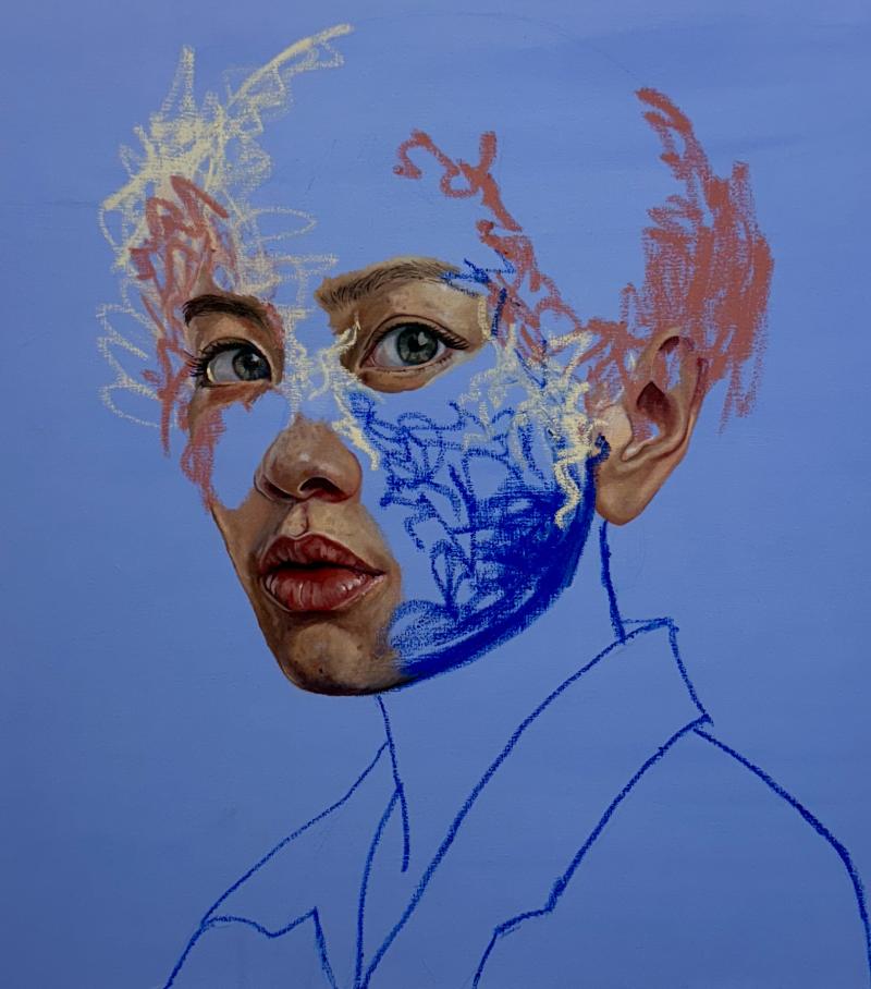 Abstraktes, fragmentiertes, weilbliches Portrait