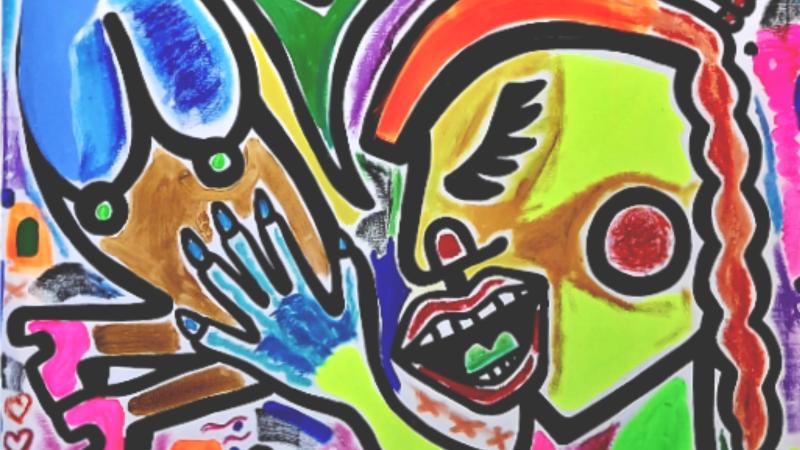 Vergrößerte Detailaufnahme eines Kunstwerks mit Figuren, Widerstand, Kobowali 2026
