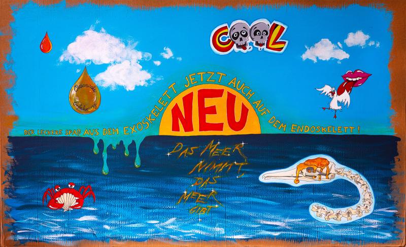 Malerei aus der Installation "Willkommen am Schleckstrand" von Enny Wokna