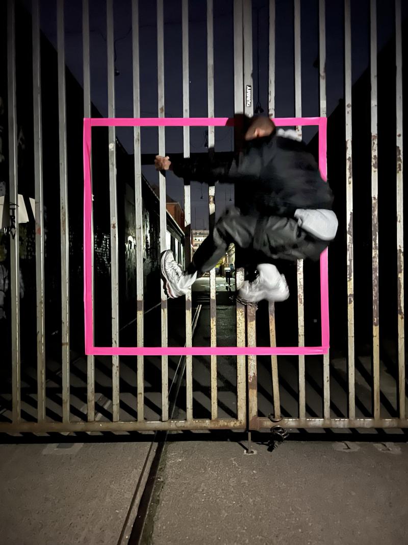 My friend Jan photographed inside the rare vertical Pink Square Project, in 2022.