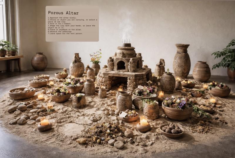 This is a raw sketch of the Porous Altar installation.