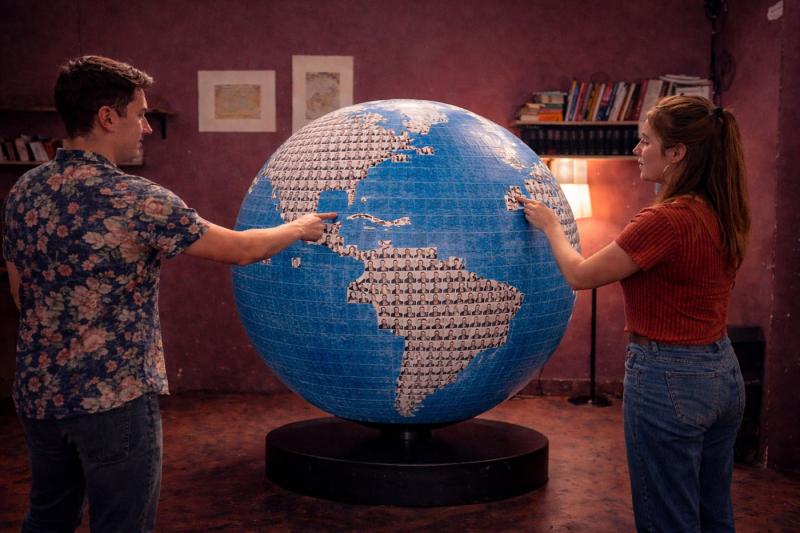 Ein großer Globus wird zu einer lebendigen Oberfläche, an der Besucher aktiv teilnehmen. Jede Person wird fotografiert und ihr Porträt wird an der Stelle der Welt angebracht, aus der sie stammt. So entsteht nach und nach eine menschliche Weltkarte aus Gesichtern. Die Installation lädt dazu ein, über kulturelle Vielfalt, Migration und die Geschichten nachzudenken, die Menschen auf unserem Planeten miteinander verbinden.