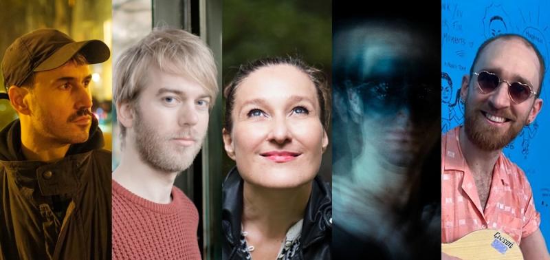 The photo shows five of the artists that will be performing in the concert 'Liminal Spaces'.