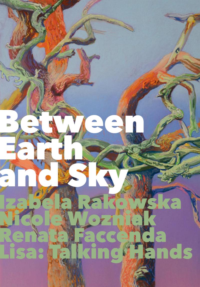 Exhibition flyer — detail of a vibrant, colorful painting, featuring the exhibition title and the artists’ names