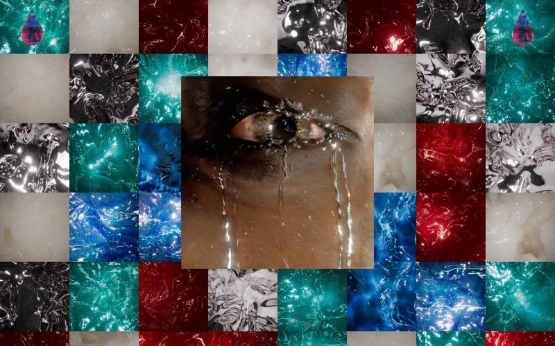 Das Bild zeigt den Screenshot einer Webseite, die Teil des Kunstwerks 576 Tears von Zach Blas ist. 